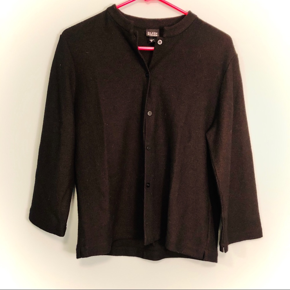Eileen Fisher black button up cardigan size small!
